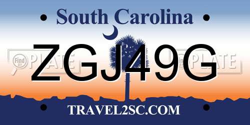 ZGJ49G South Carolina License Plate