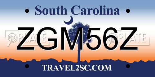 ZGM56Z South Carolina License Plate