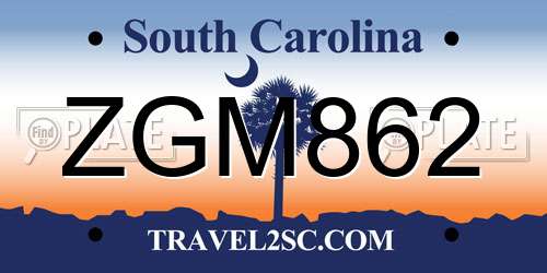 ZGM862 South Carolina License Plate