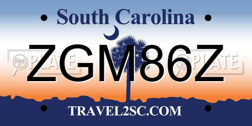 ZGM86Z South Carolina License Plate