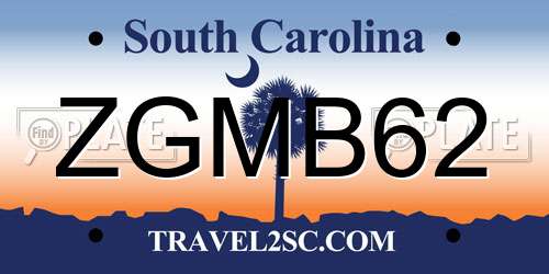 ZGMB62 South Carolina License Plate
