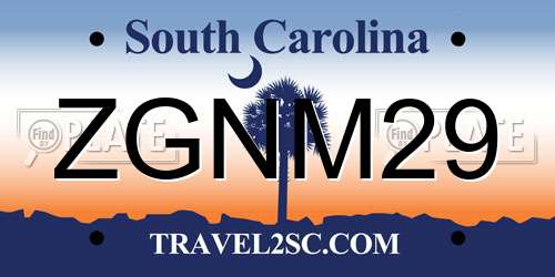 ZGNM29 South Carolina License Plate