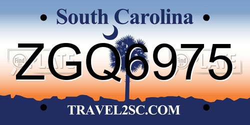 ZGQ6975 South Carolina License Plate