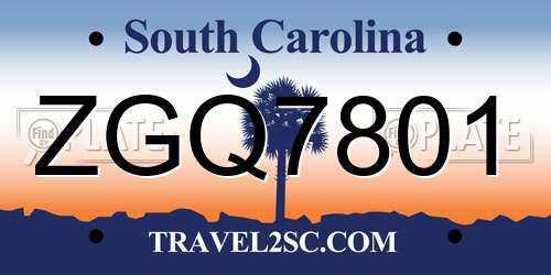 ZGQ7801 South Carolina License Plate