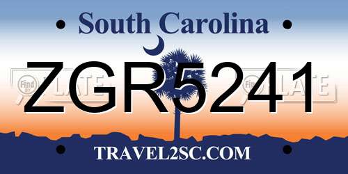 ZGR5241 South Carolina License Plate