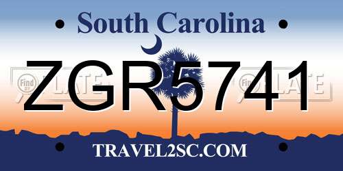 ZGR5741 South Carolina License Plate