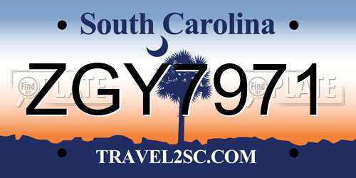 ZGY7971 South Carolina License Plate