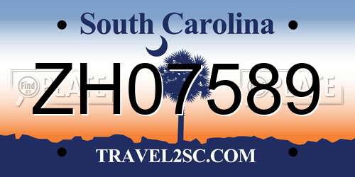 ZH07589 South Carolina License Plate