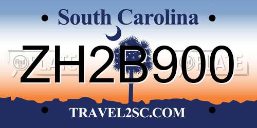 ZH2B900 South Carolina License Plate