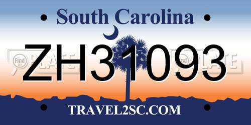 ZH31093 South Carolina License Plate