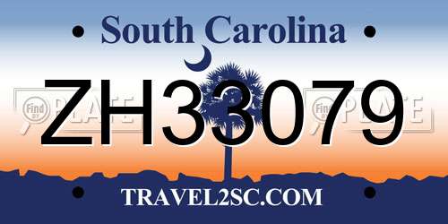 ZH33079 South Carolina License Plate