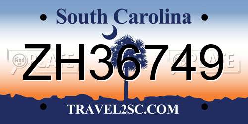 ZH36749 South Carolina License Plate