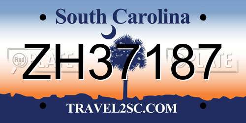 ZH37187 South Carolina License Plate