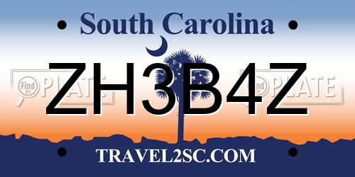 ZH3B4Z South Carolina License Plate