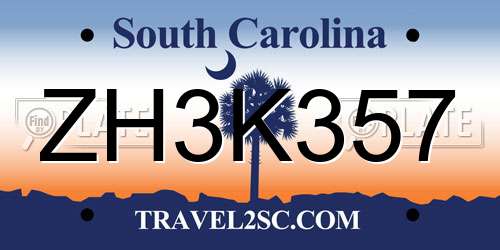 ZH3K357 South Carolina License Plate