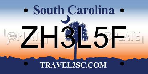 ZH3L5F South Carolina License Plate