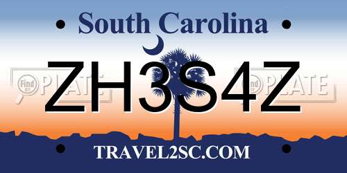 ZH3S4Z South Carolina License Plate