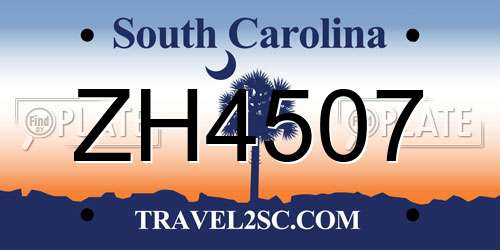 ZH4507 South Carolina License Plate