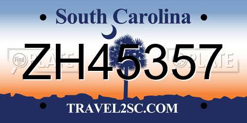 ZH45357 South Carolina License Plate