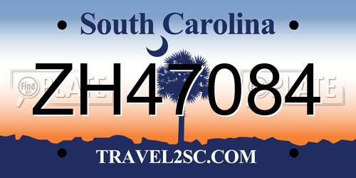 ZH47084 South Carolina License Plate