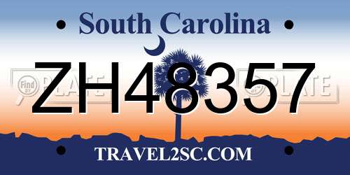 ZH48357 South Carolina License Plate