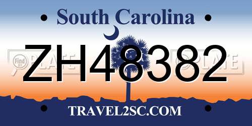 ZH48382 South Carolina License Plate