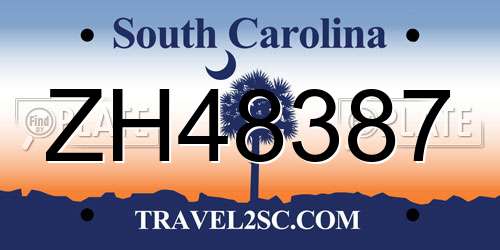 ZH48387 South Carolina License Plate