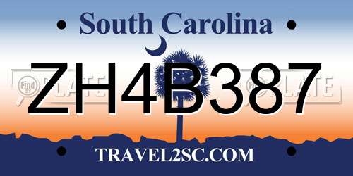 ZH4B387 South Carolina License Plate