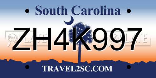 ZH4K997 South Carolina License Plate