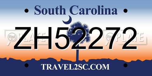 ZH52272 South Carolina License Plate