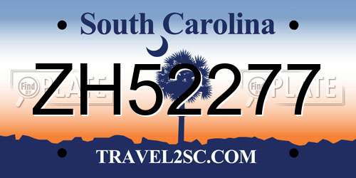 ZH52277 South Carolina License Plate