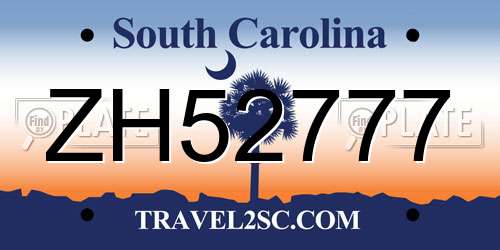 ZH52777 South Carolina License Plate