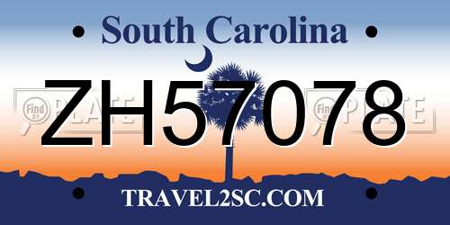 ZH57078 South Carolina License Plate