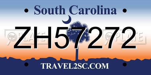 ZH57272 South Carolina License Plate