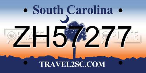 ZH57277 South Carolina License Plate