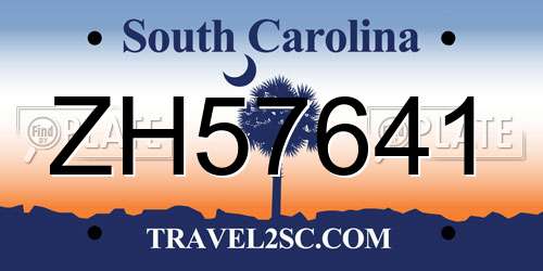 ZH57641 South Carolina License Plate