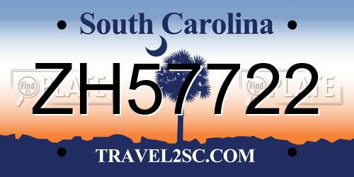 ZH57722 South Carolina License Plate