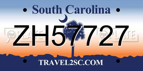 ZH57727 South Carolina License Plate
