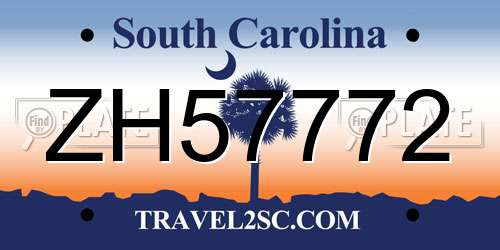 ZH57772 South Carolina License Plate