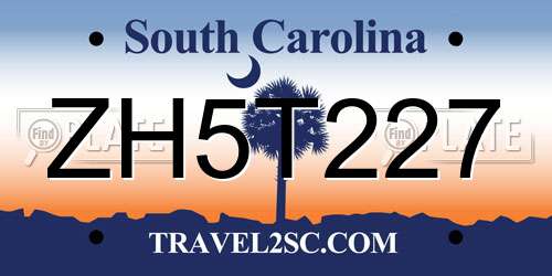 ZH5T227 South Carolina License Plate