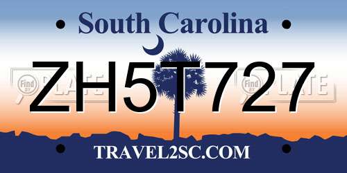 ZH5T727 South Carolina License Plate