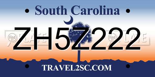 ZH5Z222 South Carolina License Plate