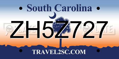 ZH5Z727 South Carolina License Plate