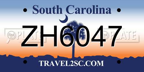 ZH6047 South Carolina License Plate