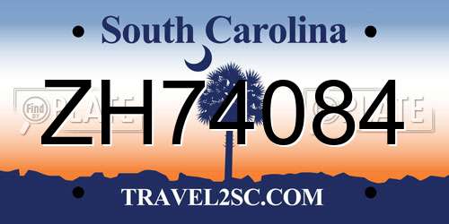 ZH74084 South Carolina License Plate