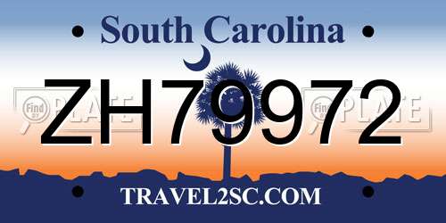 ZH79972 South Carolina License Plate