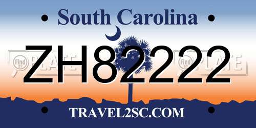 ZH82222 South Carolina License Plate
