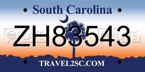ZH83543 South Carolina License Plate