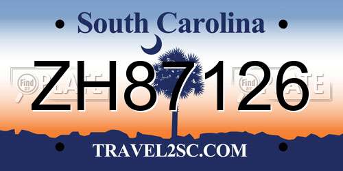ZH87126 South Carolina License Plate