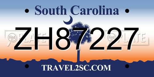 ZH87227 South Carolina License Plate